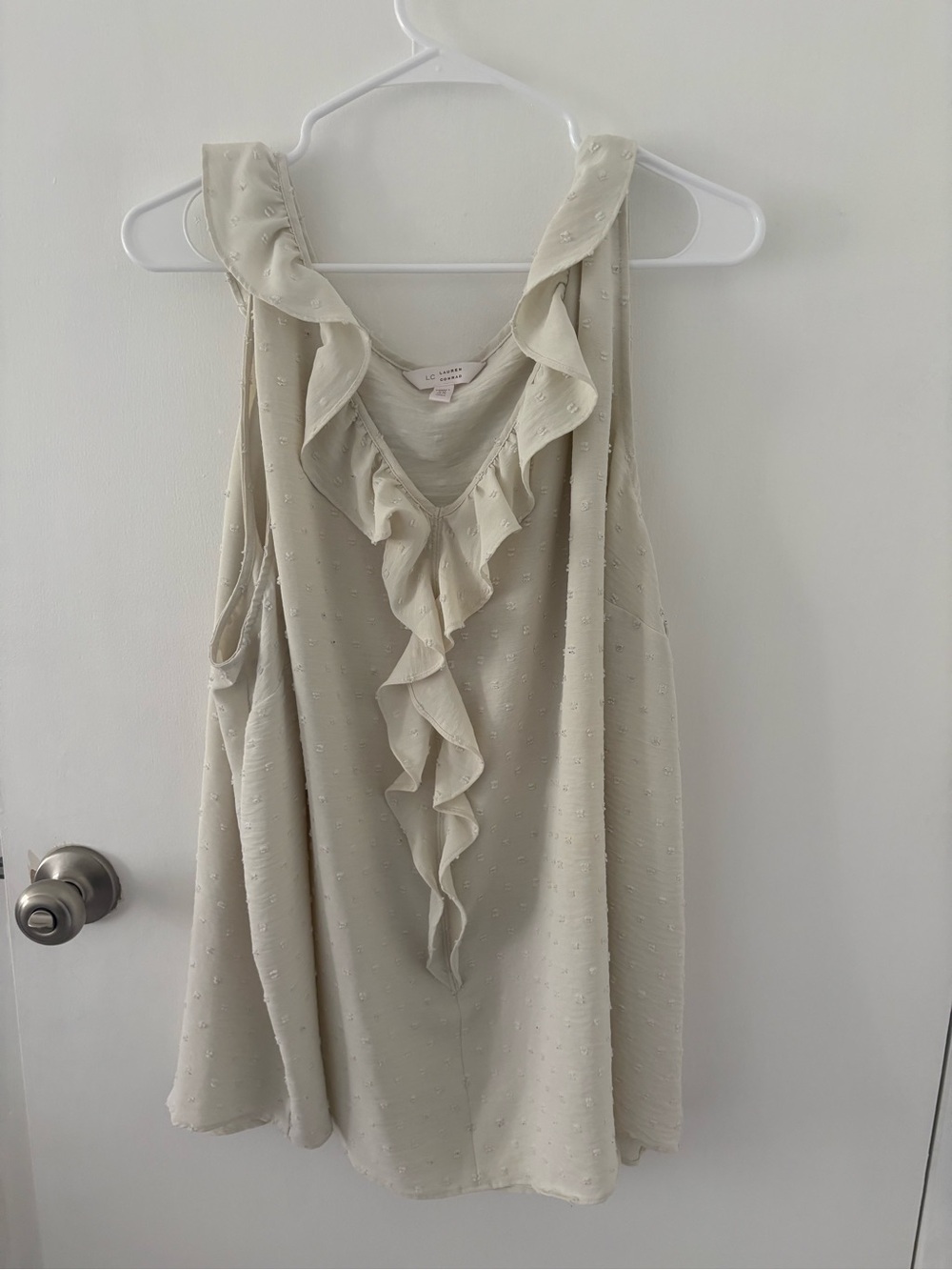 LC Lauren Conrad Cream Ruffle V-Neck Camisole